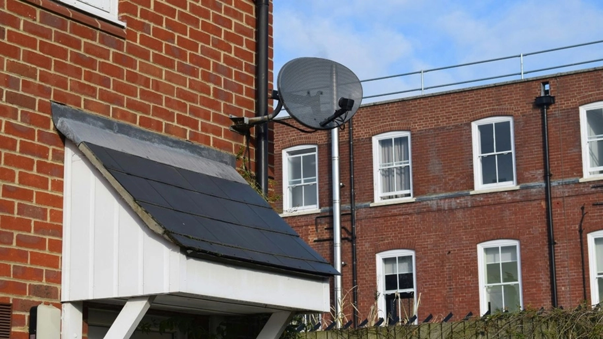 Satellite dish on house